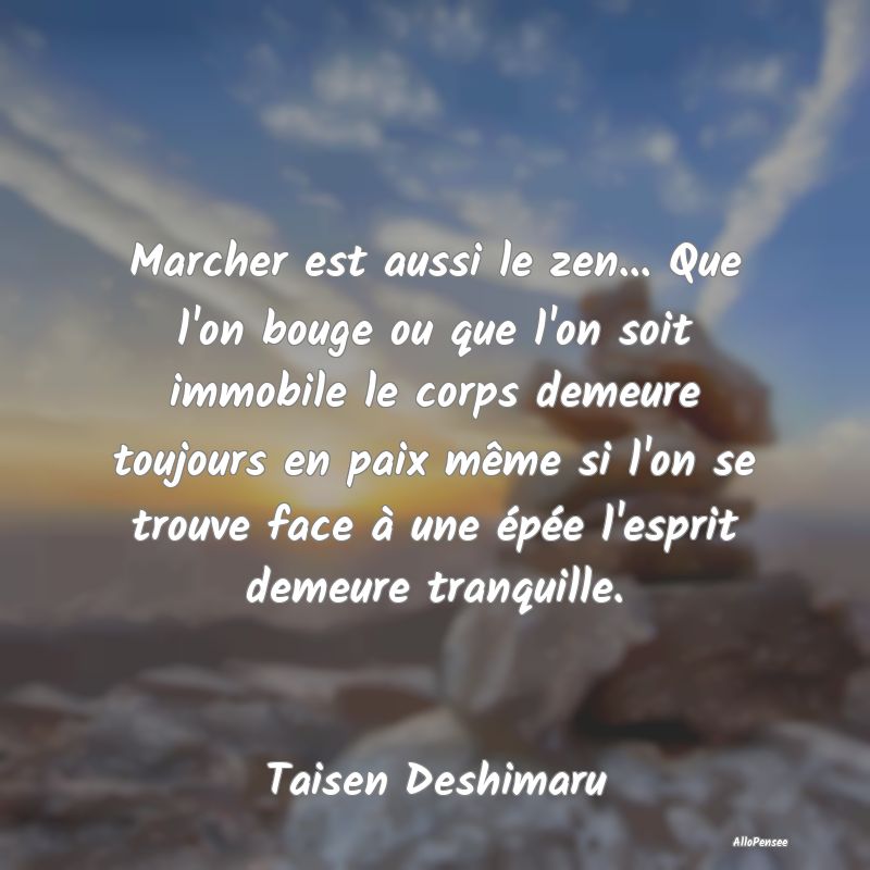 Marcher est aussi le zen... Que l'on bouge ou que ...