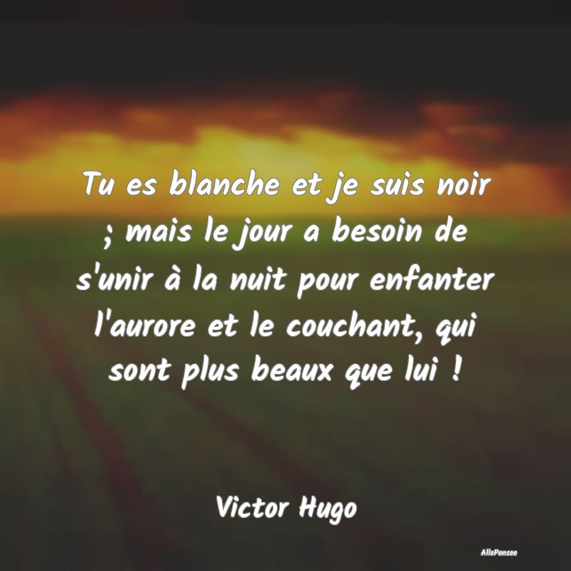 Tu es blanche et je suis noir ; mais le jour a bes...