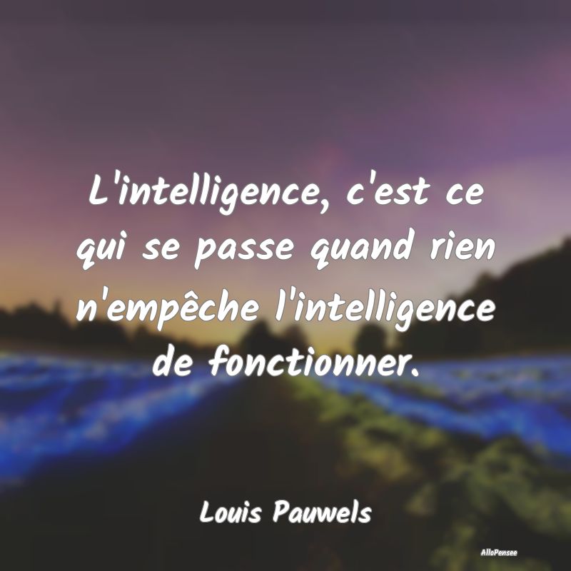 L'intelligence, c'est ce qui se passe quand rien n...