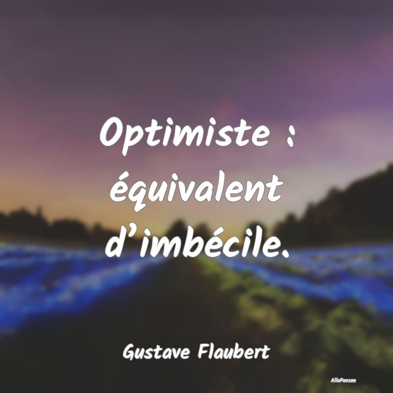 Optimiste : équivalent d’imbécile....