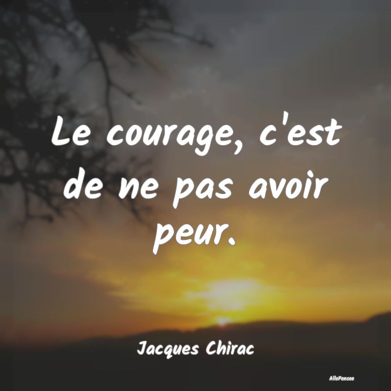 Le courage, c'est de ne pas avoir peur....