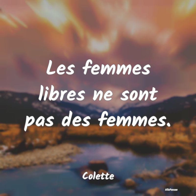 Les femmes libres ne sont pas des femmes....