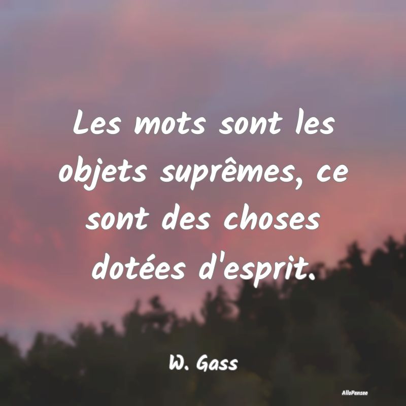 Les mots sont les objets suprêmes, ce sont des ch...