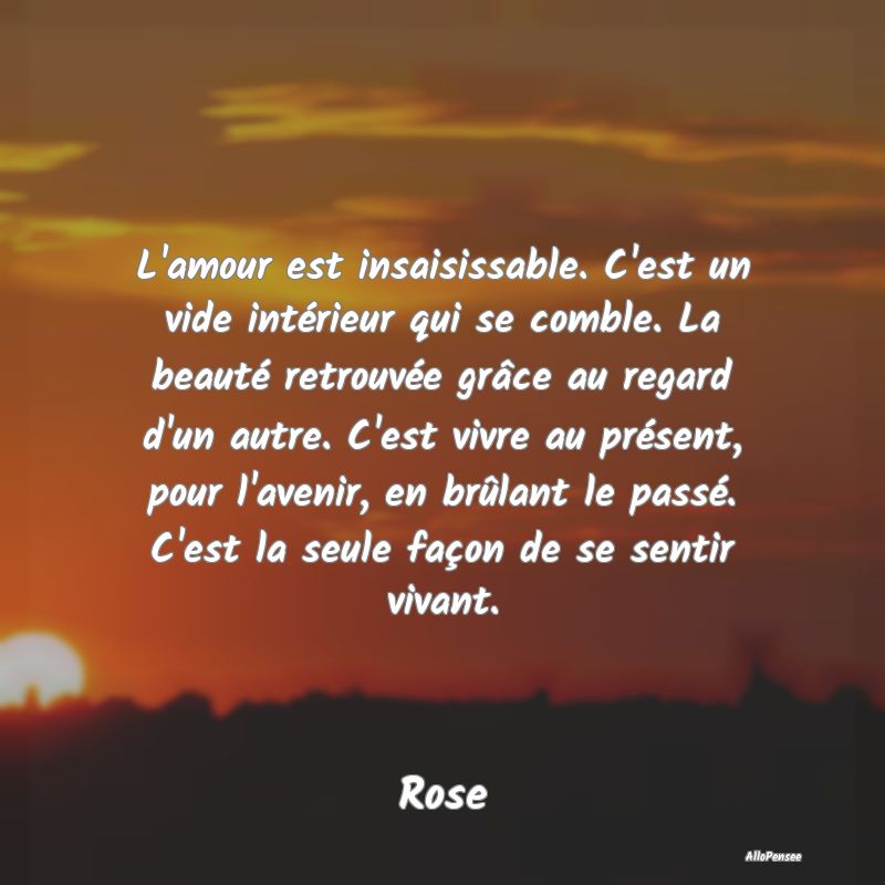 L'amour est insaisissable. C'est un vide intérieu...