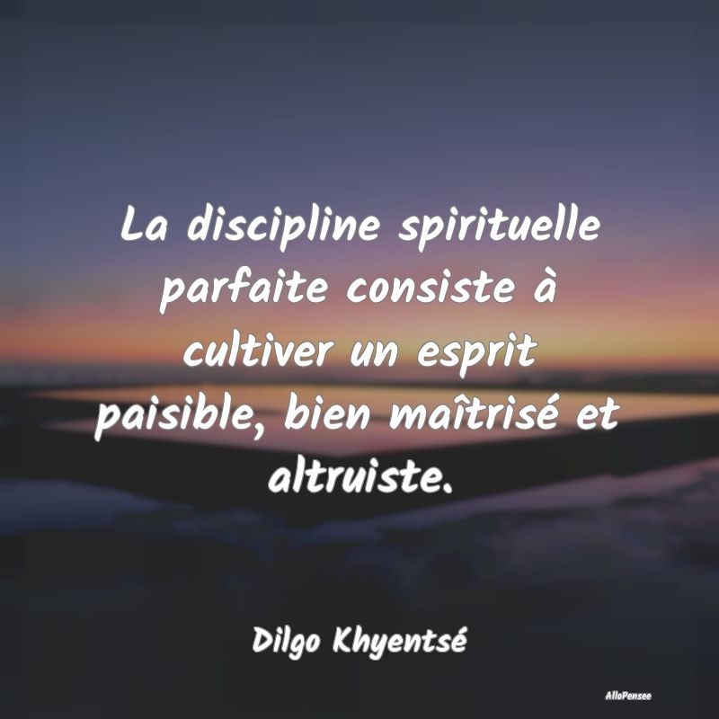 La discipline spirituelle parfaite consiste à cul...