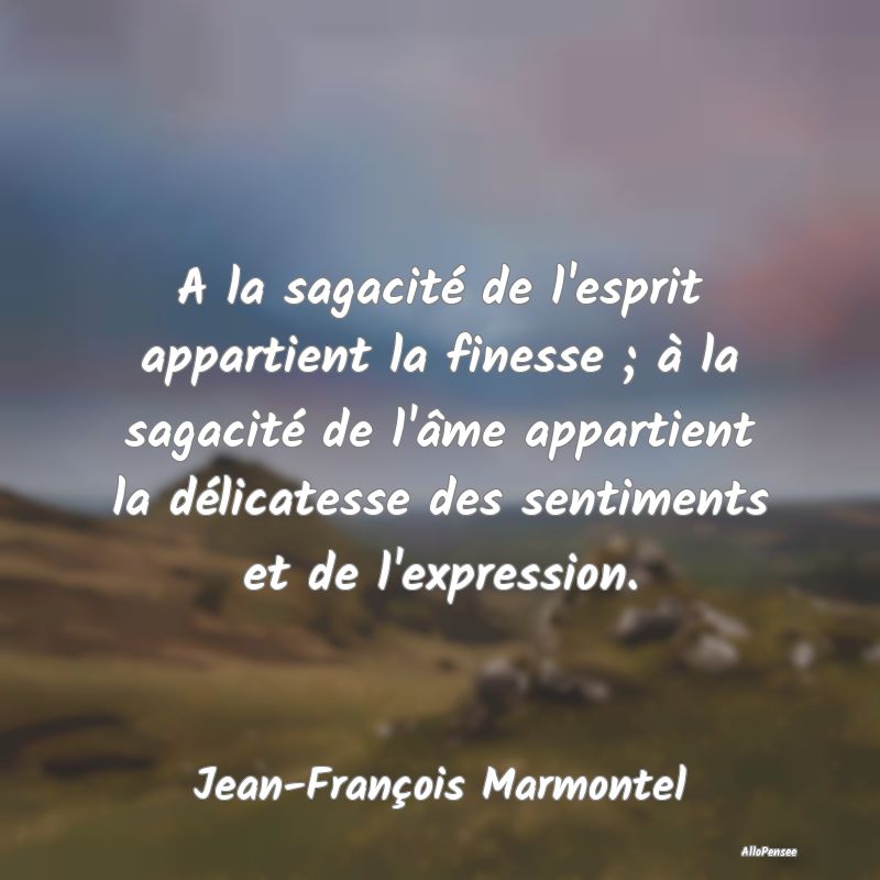 A la sagacité de l'esprit appartient la finesse ;...