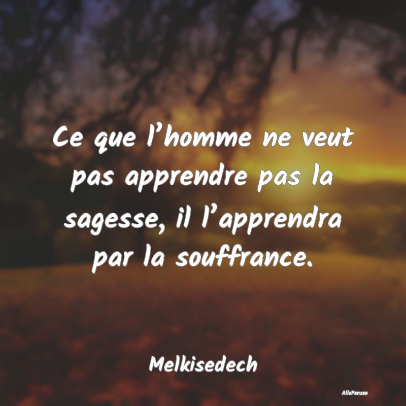 Ce que l’homme ne veut pas apprendre pas la sage...