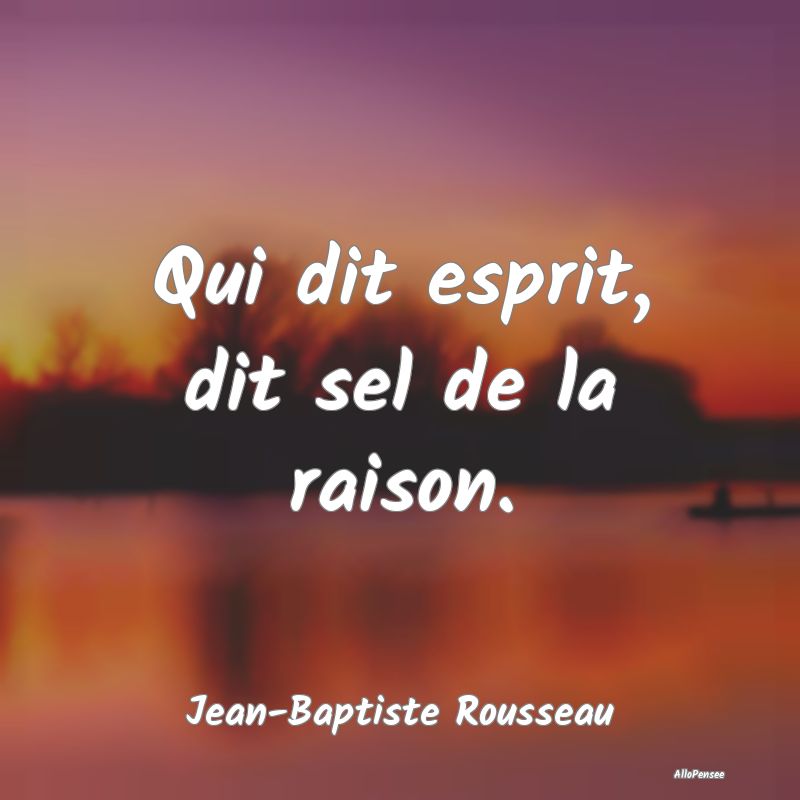 Qui dit esprit, dit sel de la raison....