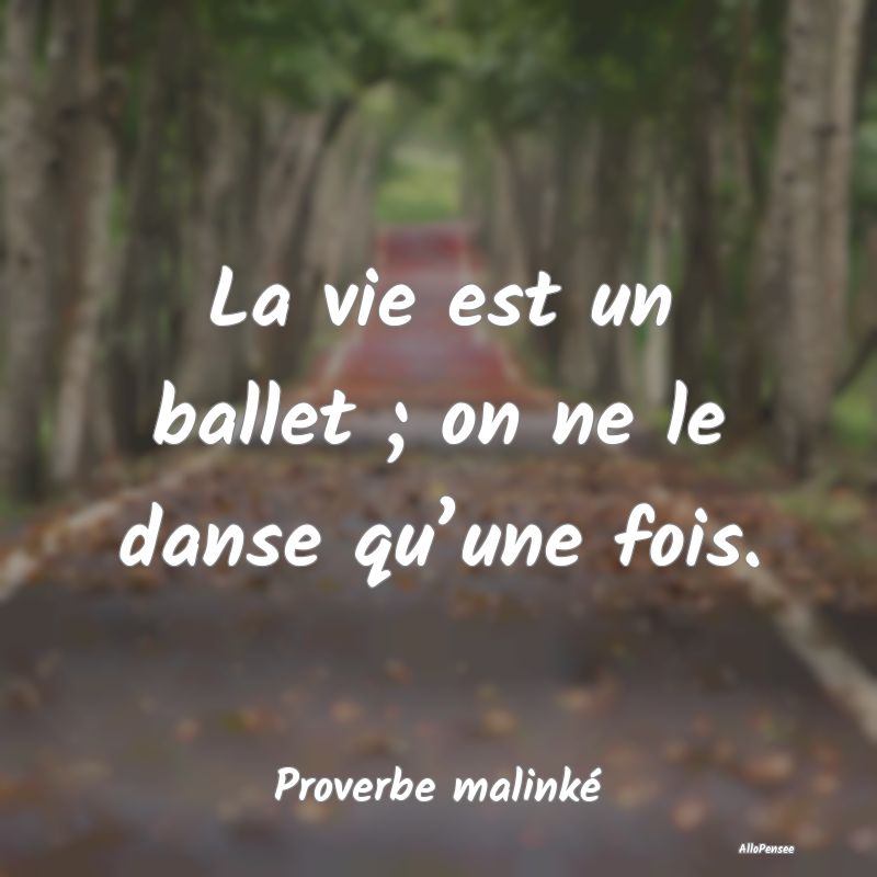 La vie est un ballet ; on ne le danse qu’une foi...