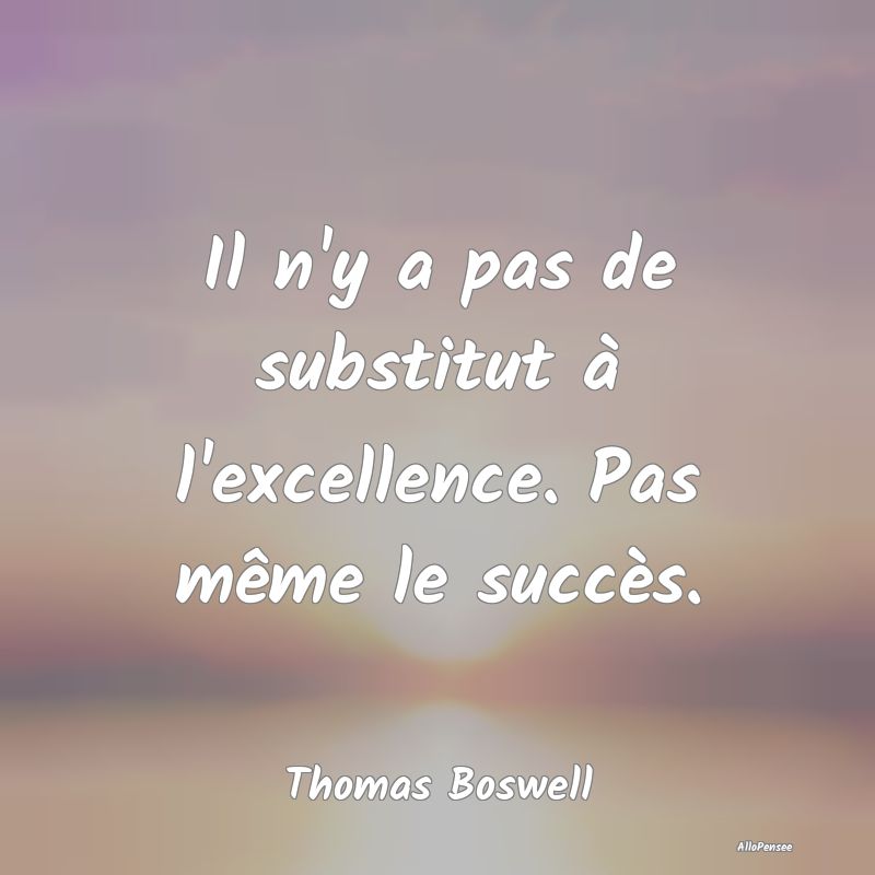 Il n'y a pas de substitut à l'excellence. Pas mê...