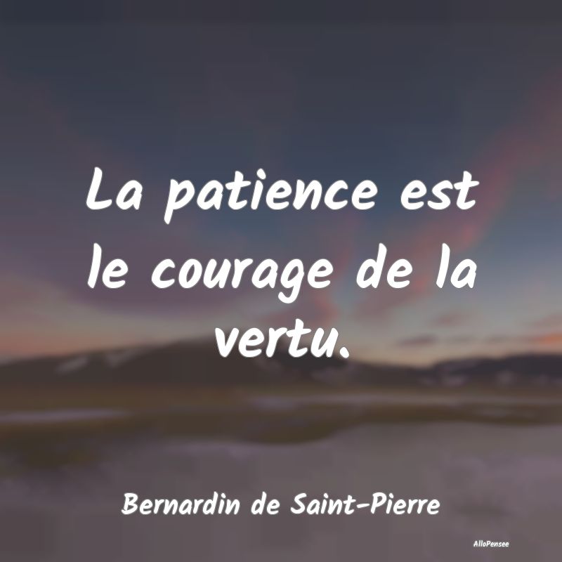 La patience est le courage de la vertu....