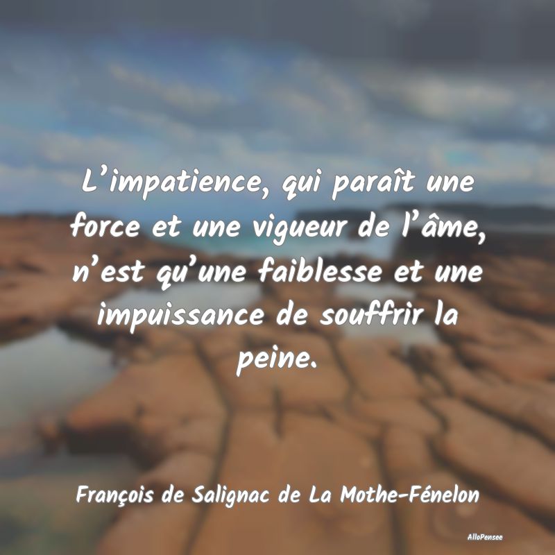 L’impatience, qui paraît une force et une vigue...