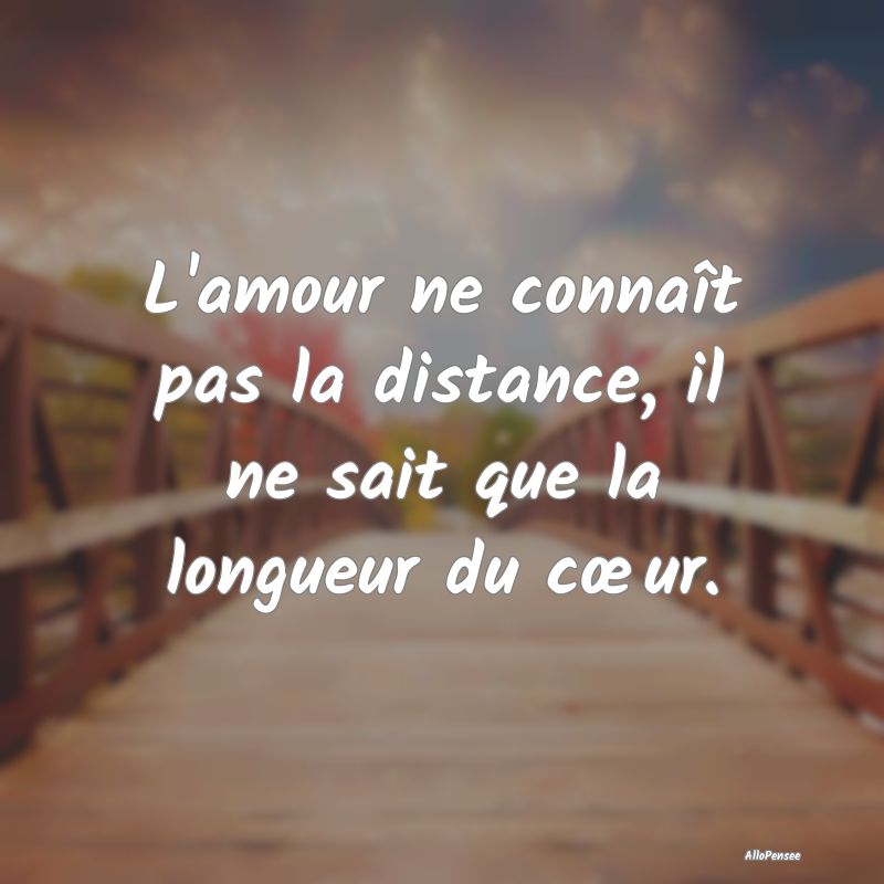 L'amour ne connaît pas la distance, il ne sait qu...