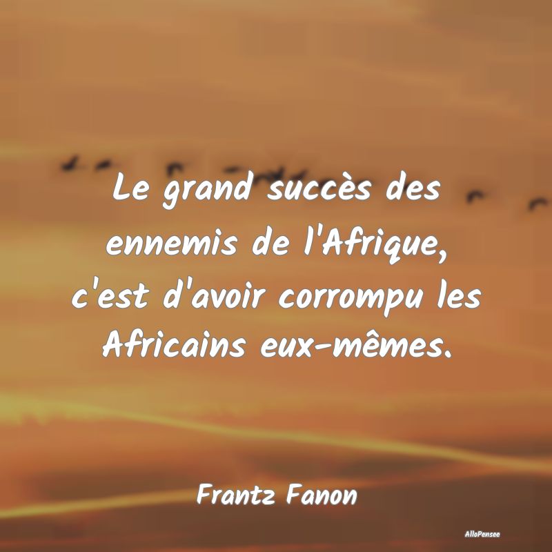 Le grand succès des ennemis de l'Afrique, c'est d...