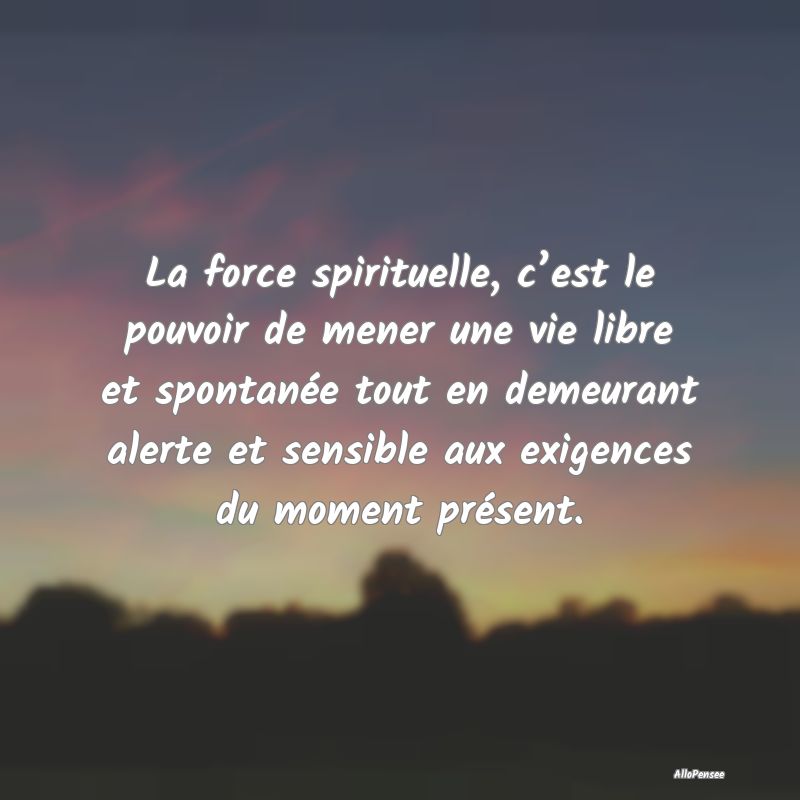 La force spirituelle, c’est le pouvoir de mener ...