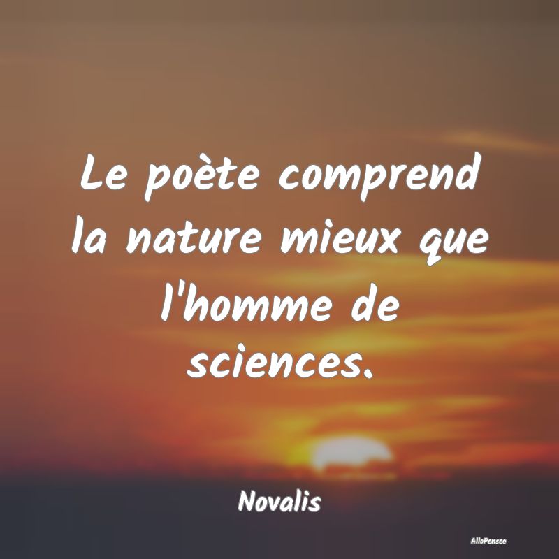 Le poète comprend la nature mieux que l'homme de ...