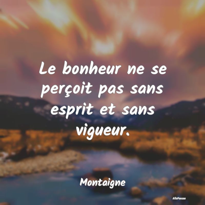 Le bonheur ne se perçoit pas sans esprit et sans ...