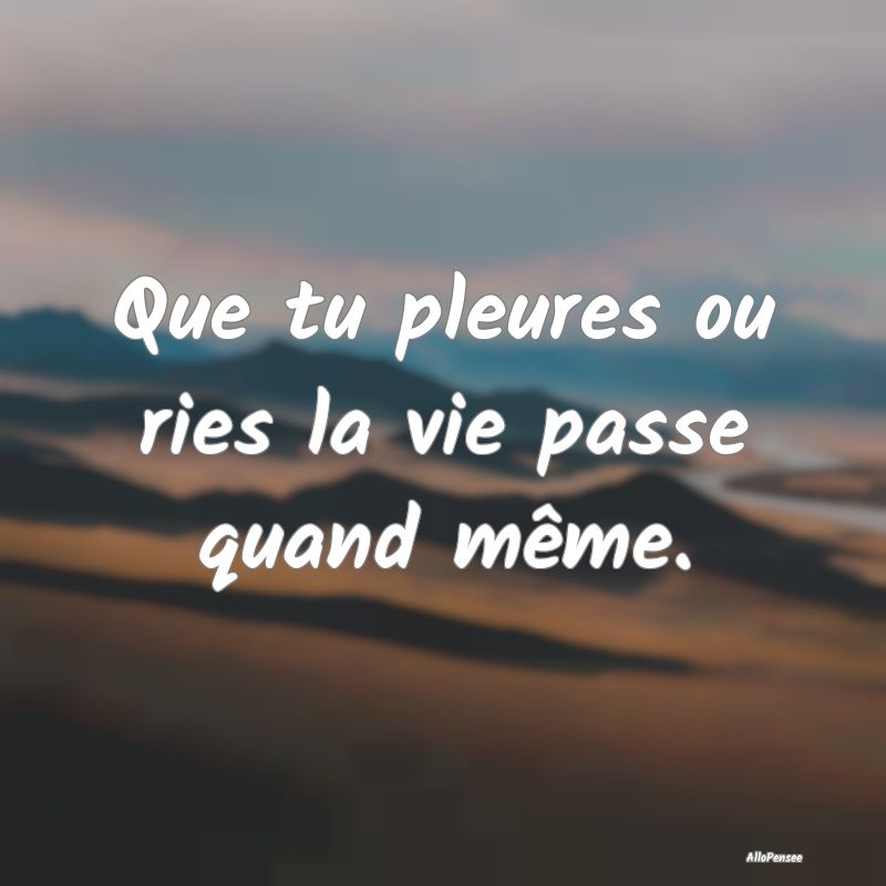 Que tu pleures ou ries la vie passe quand même.
...