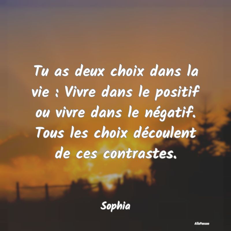 Tu as deux choix dans la vie : Vivre dans le posit...