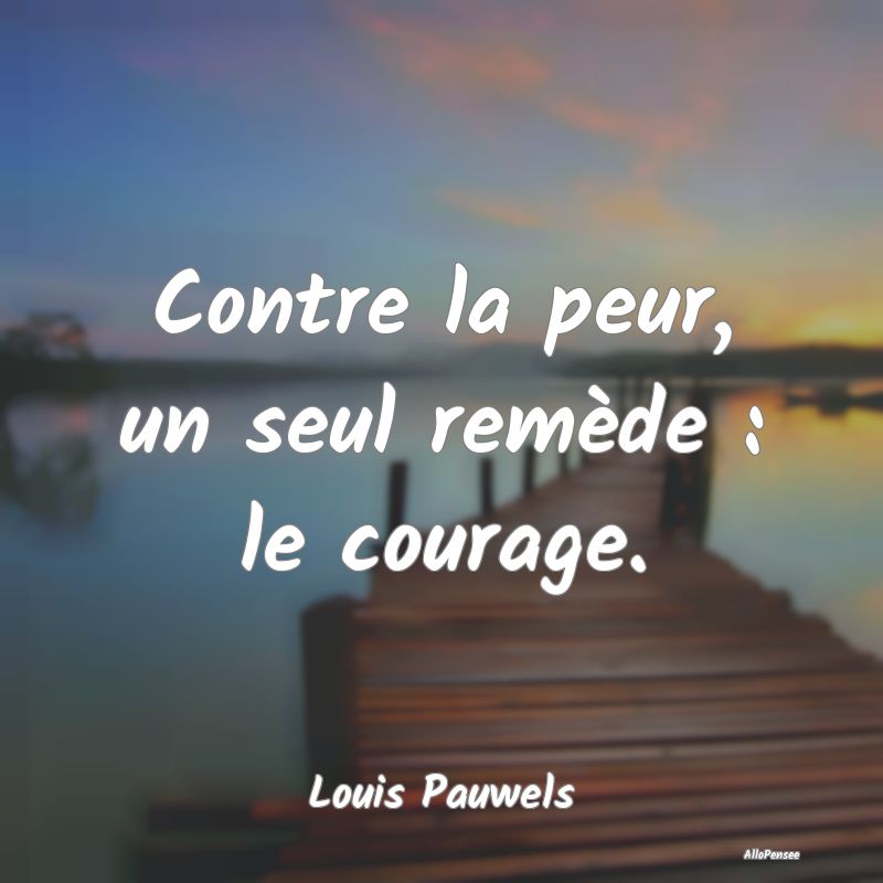 Contre la peur, un seul remède : le courage....