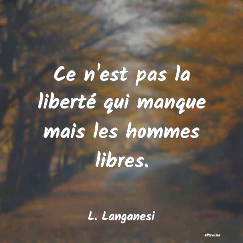 Ce n'est pas la liberté qui manque mais les homme...