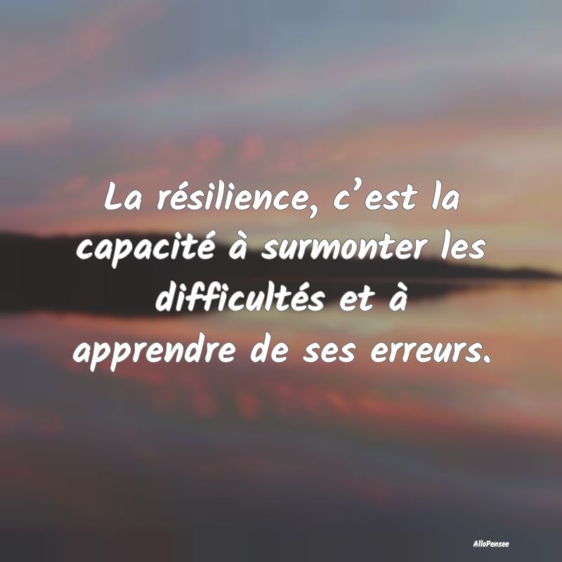La résilience, c’est la capacité à surmonter ...