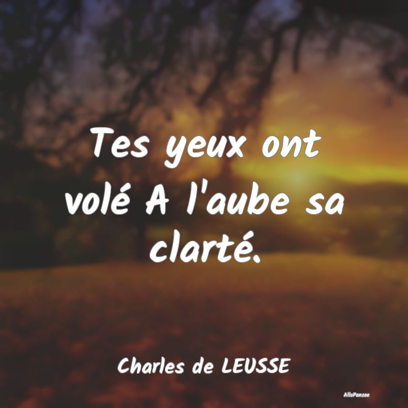 Tes yeux ont volé A l'aube sa clarté....