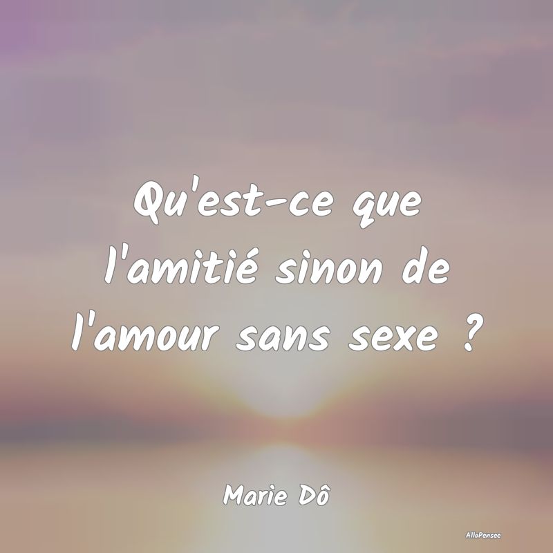 Qu'est-ce que l'amitié sinon de l'amour sans sexe...