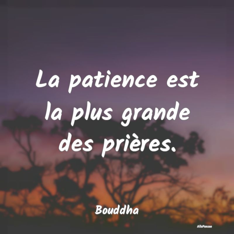 La patience est la plus grande des prières....