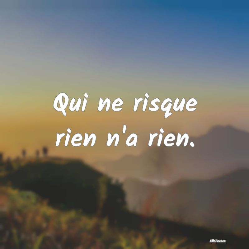 Qui ne risque rien n'a rien.
...