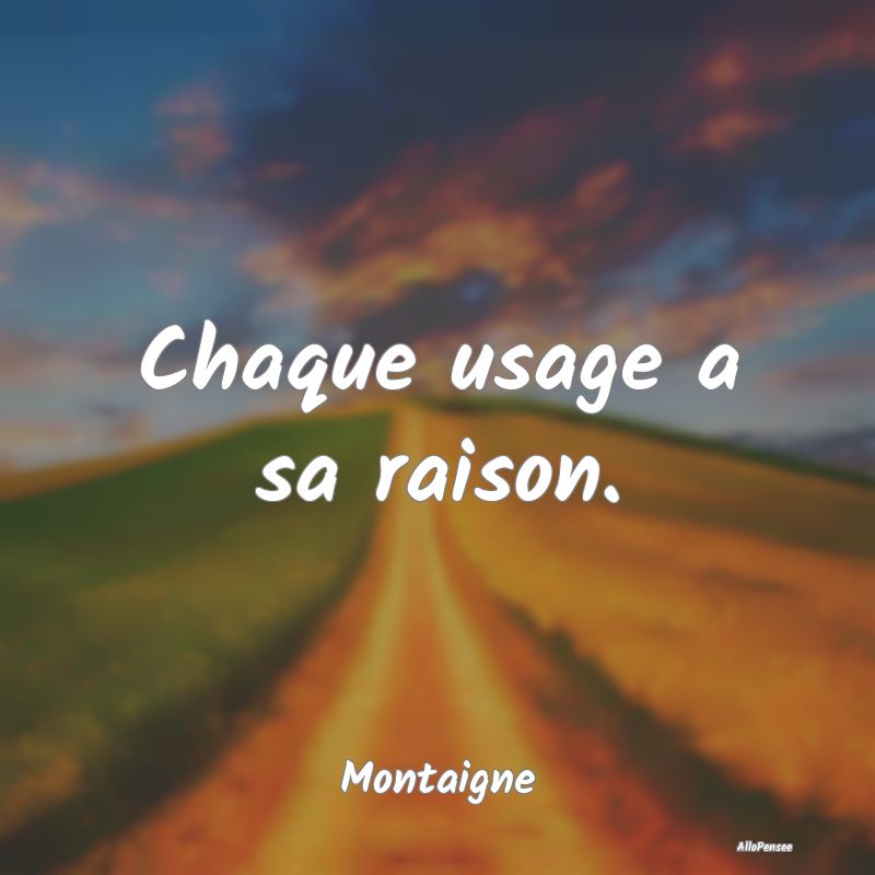 Chaque usage a sa raison....