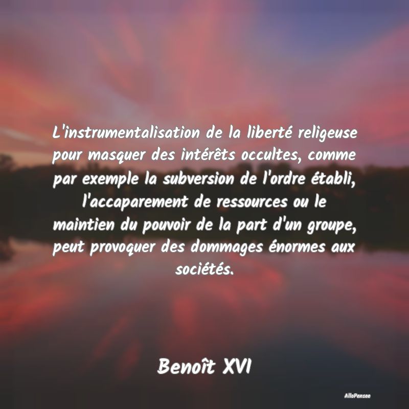 L'instrumentalisation de la liberté religeuse pou...