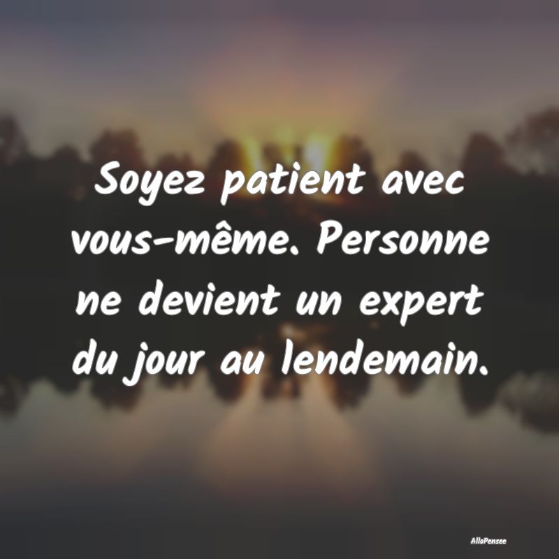 Soyez patient avec vous-même. Personne ne devient...