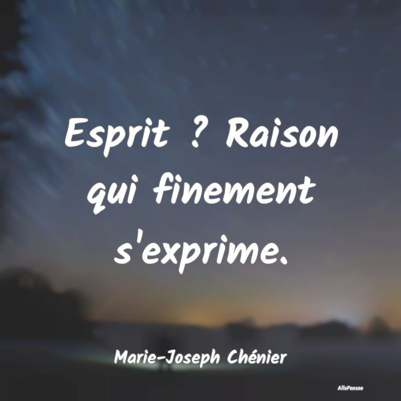 Esprit ? Raison qui finement s'exprime....