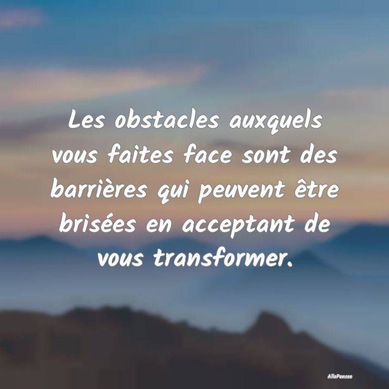 Les obstacles auxquels vous faites face sont des b...