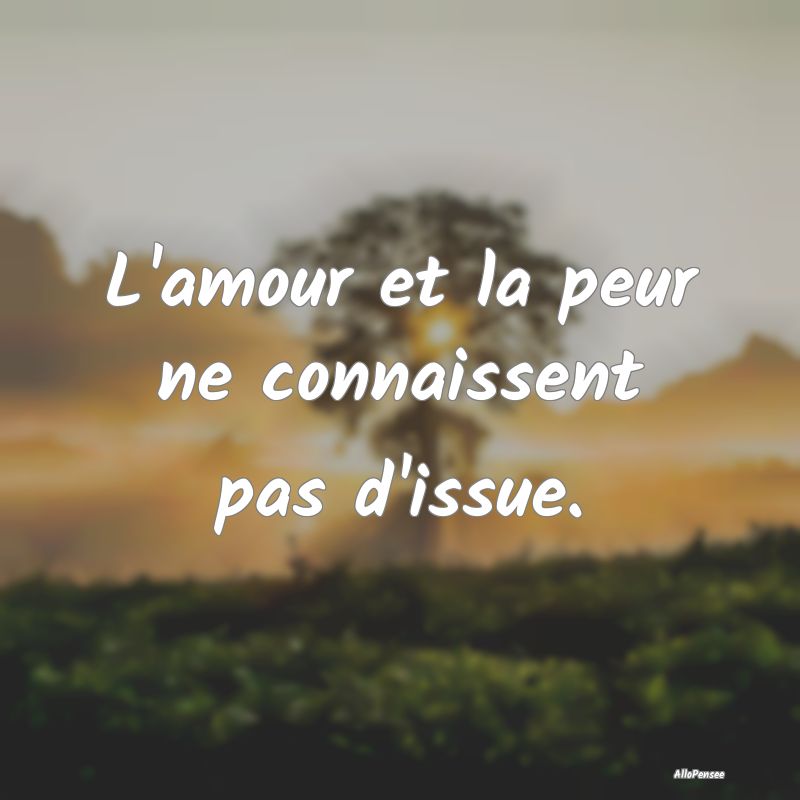 L'amour et la peur ne connaissent pas d'issue.
...