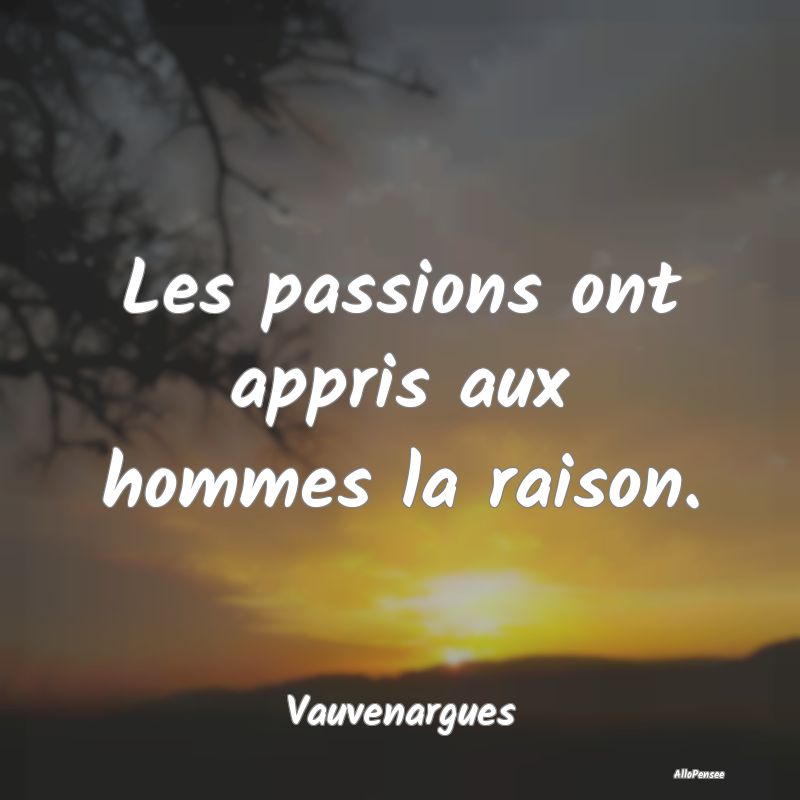 Les passions ont appris aux hommes la raison....