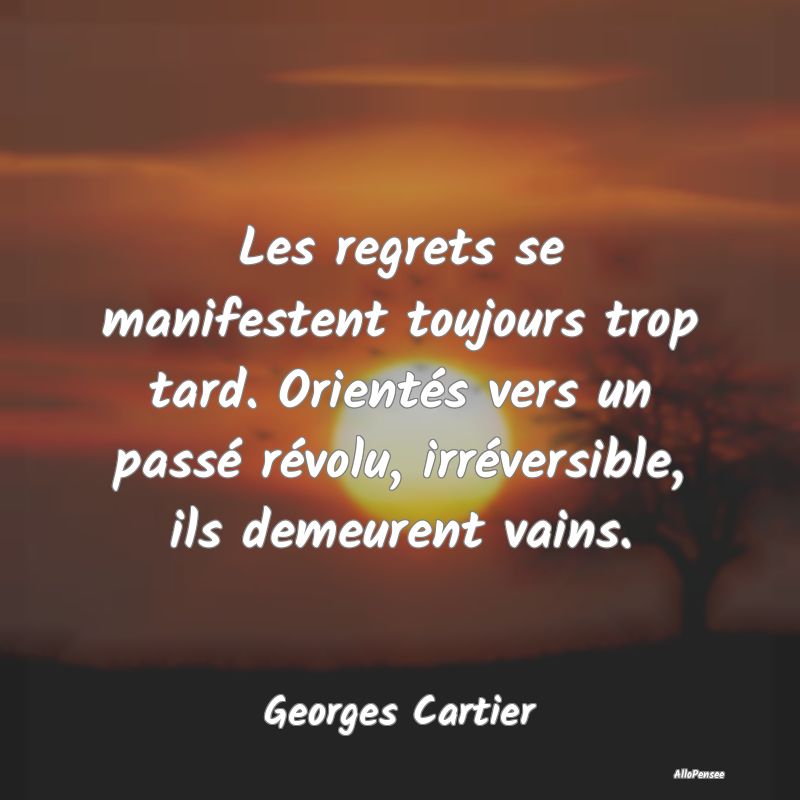 Les regrets se manifestent toujours trop tard. Ori...