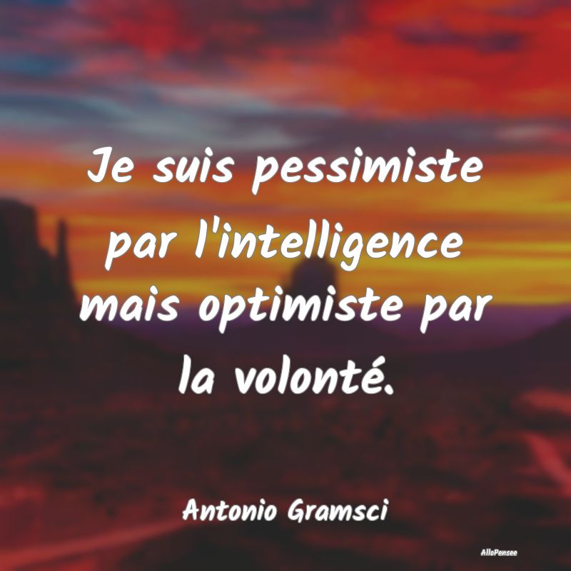 Je suis pessimiste par l'intelligence mais optimis...