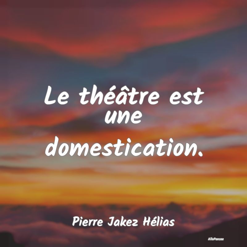 Le théâtre est une domestication....