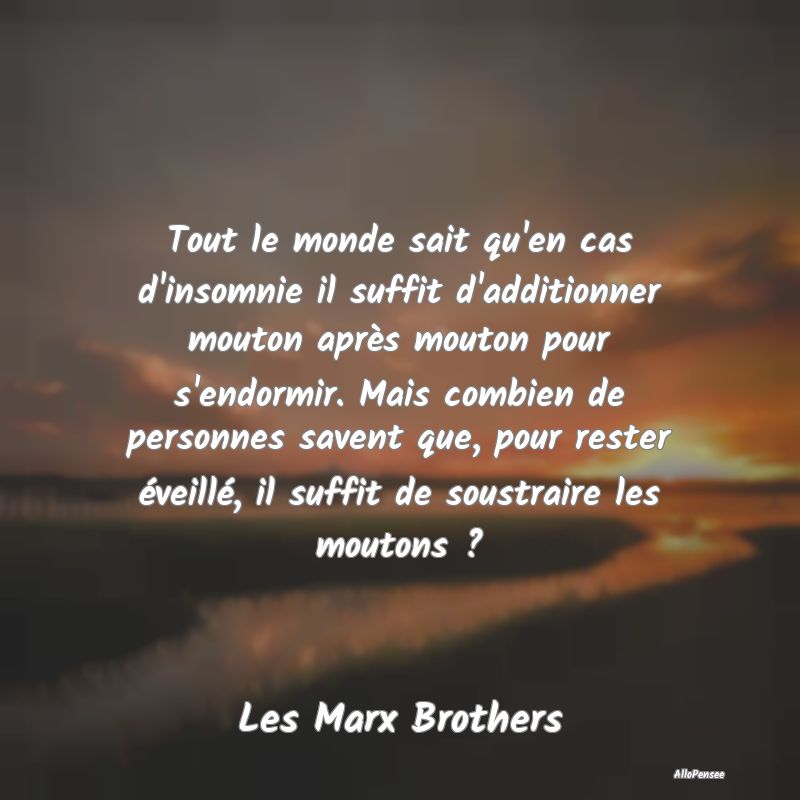 Tout le monde sait qu'en cas d'insomnie il suffit ...