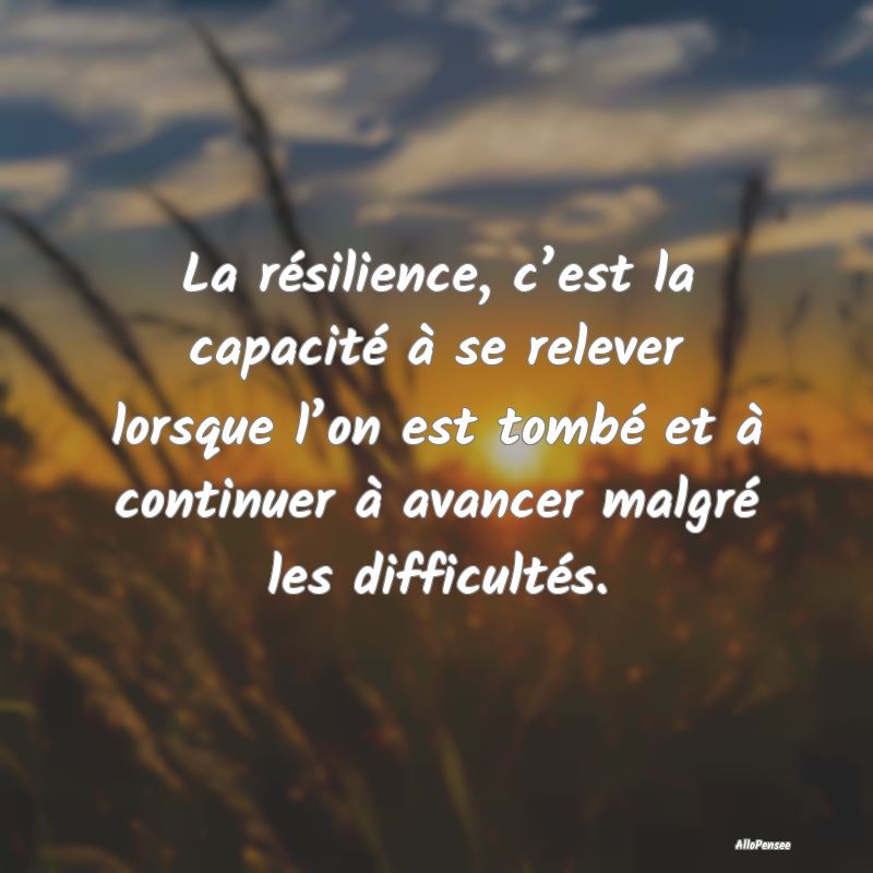 La résilience, c’est la capacité à se relever...