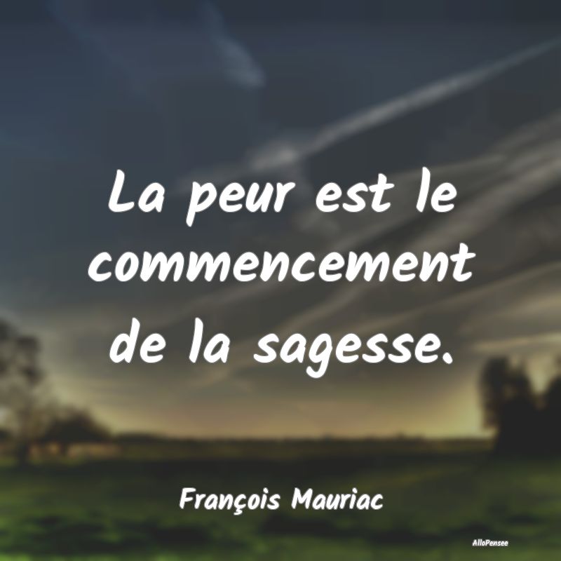 La peur est le commencement de la sagesse....