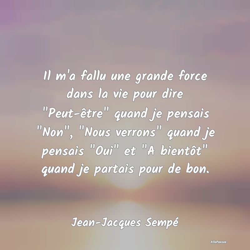 Il m'a fallu une grande force dans la vie pour dir...