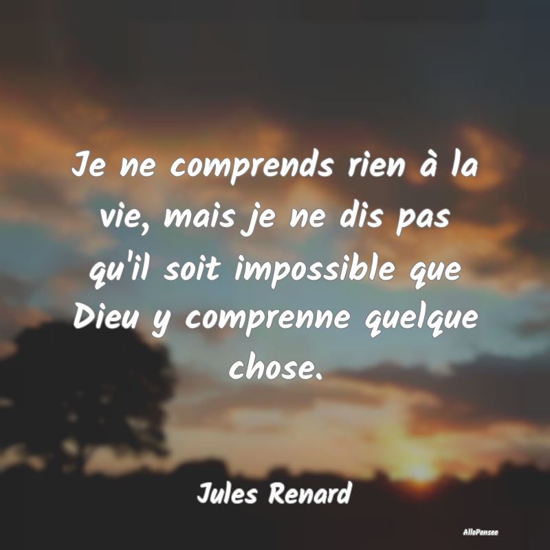 Je ne comprends rien à la vie, mais je ne dis pas...