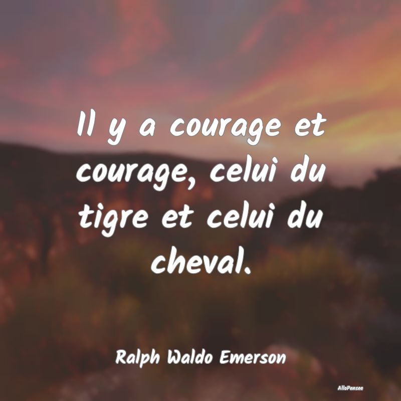 Il y a courage et courage, celui du tigre et celui...