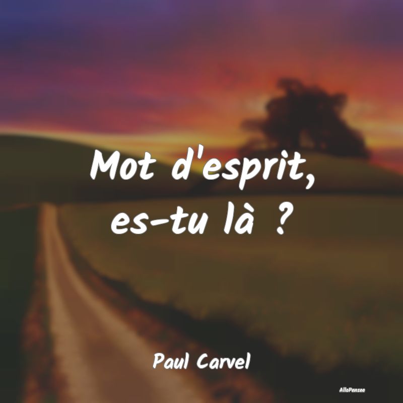 Mot d'esprit, es-tu là ?...