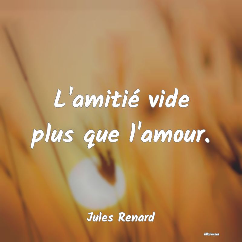 L'amitié vide plus que l'amour....