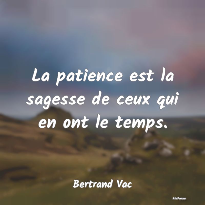 La patience est la sagesse de ceux qui en ont le t...