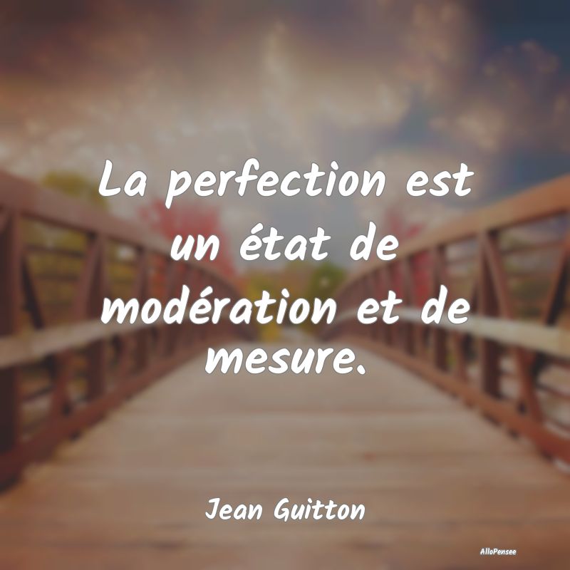 La perfection est un état de modération et de me...